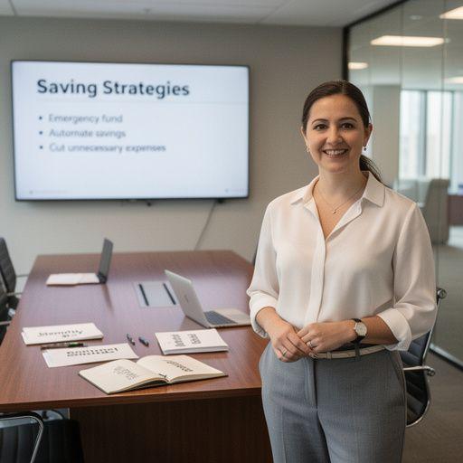 Egy tanuló jegyzetel egy laptop előtt, miközben személyes pénzügyi stratégiákat tanulmányoz egy blog segítségével.